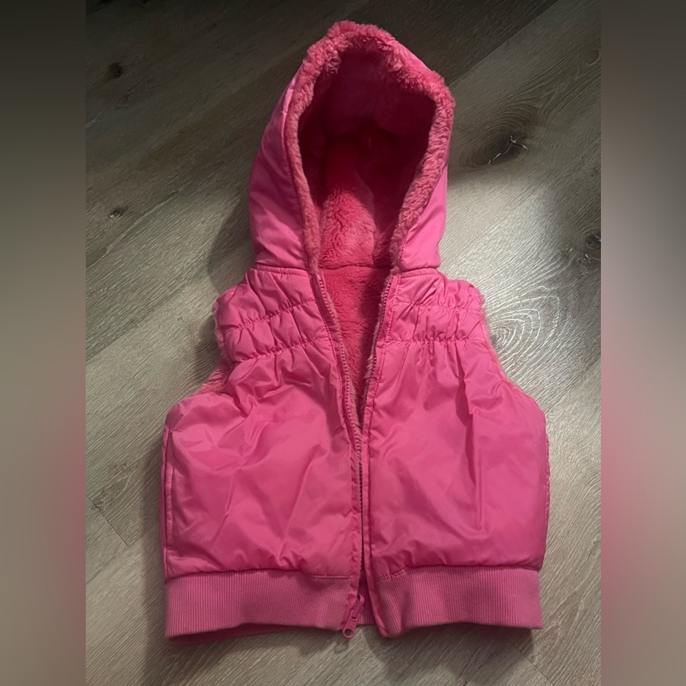 Girls reversible puffer/fur vest